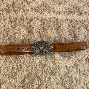 Brown Western Belt with Silver Buckle